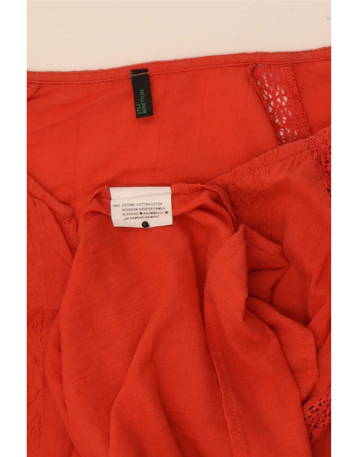 Damska bluzka z rękawem 3/4 Benetton UK 10 Small Orange Geometric