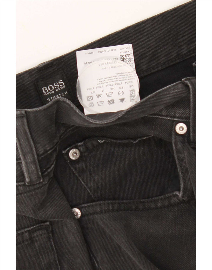 Męskie proste dżinsy Hugo Boss W32 L34 Czarne bawełniane
