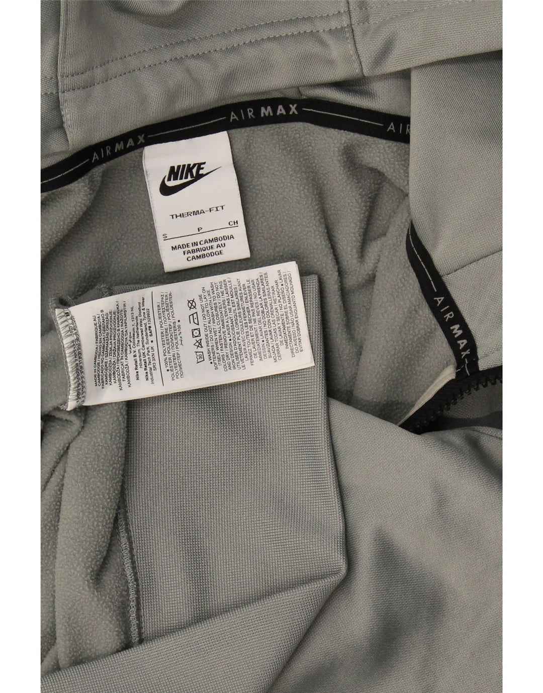 Męski sweter z kapturem i zamkiem błyskawicznym Nike, mały, szary poliester