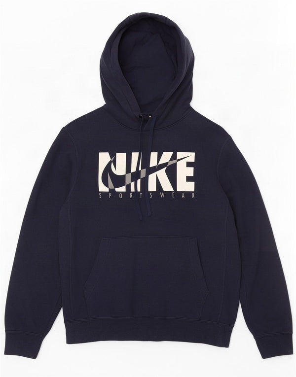 Męski sweter z kapturem Nike z grafiką, mały, granatowy, bawełniany