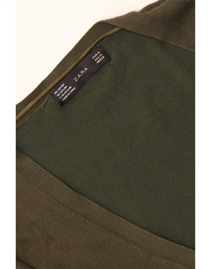 Damski sweter o przedłużonym fasonie Zara UK 12 Medium Khaki Rayon