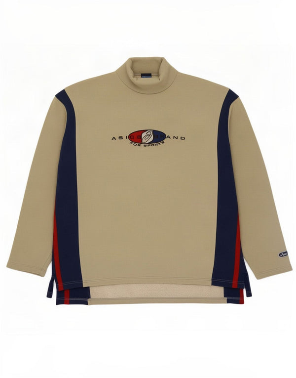 Męska bluza z grafiką Asics, sweter XL, beżowy, z blokami kolorów