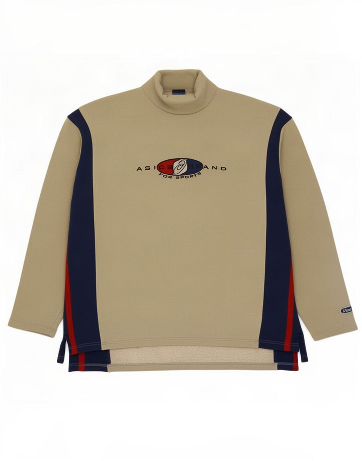 Męska bluza z grafiką Asics, sweter XL, beżowy, z blokami kolorów