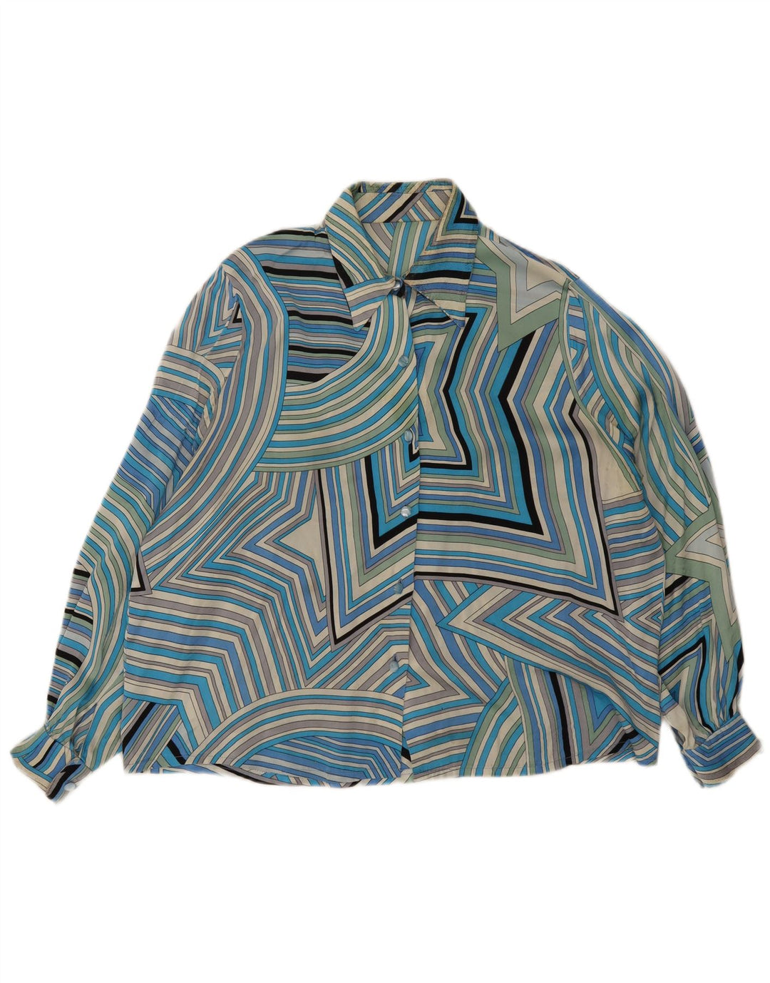 Koszula damska Vintage UK 20 2XL Niebieska geometryczna