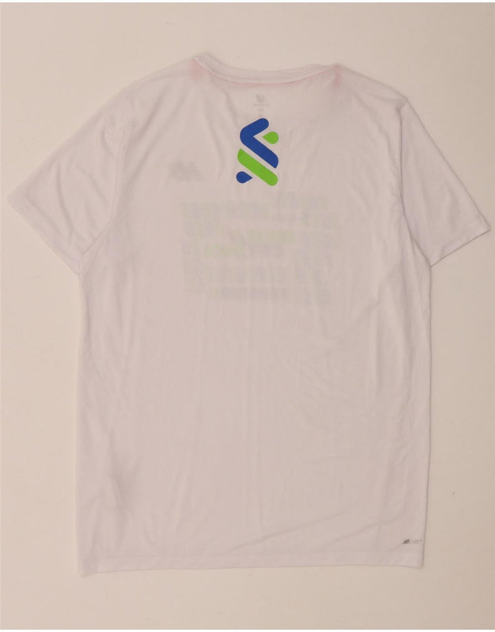 Męski T-shirt z grafiką New Balance, średni biały poliester