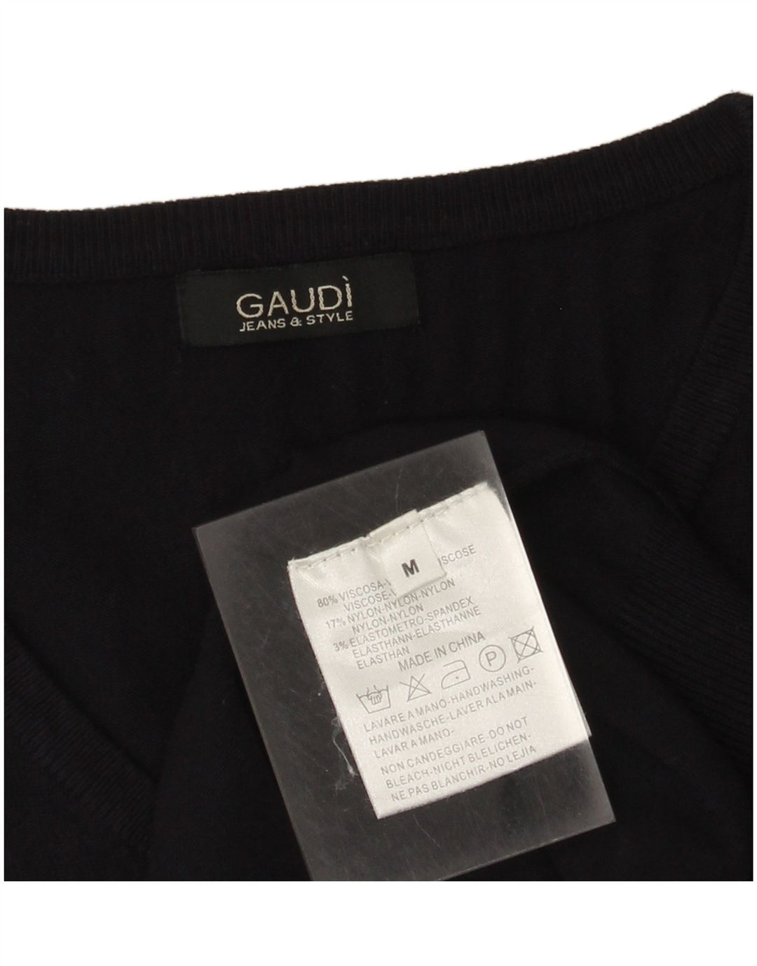 Sweter damski Gaudi z dekoltem w kształcie litery V, UK 14, średni granatowy wiskoza