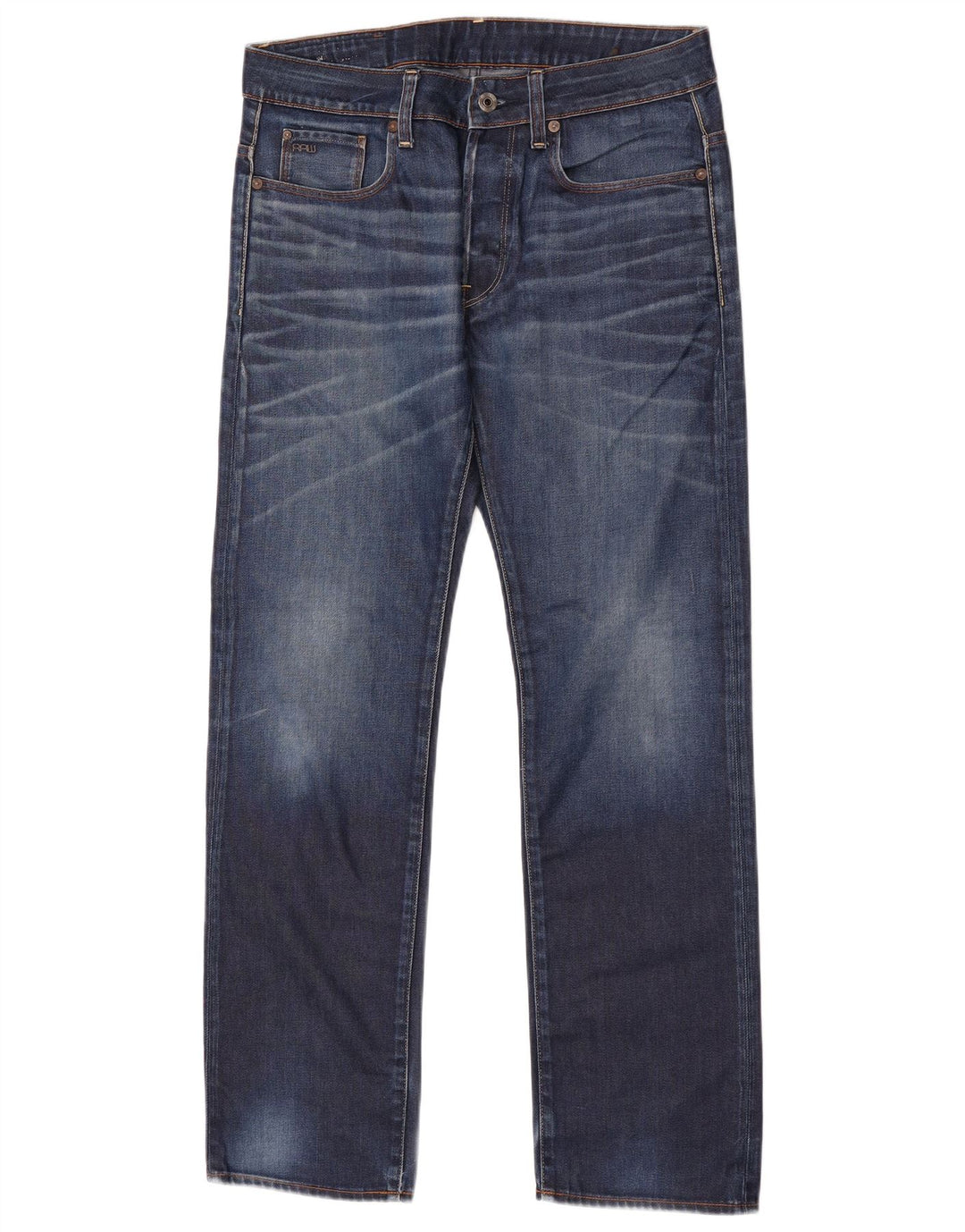 G-Star Męskie 3301 Proste dżinsy W32 L30 Niebieska bawełna