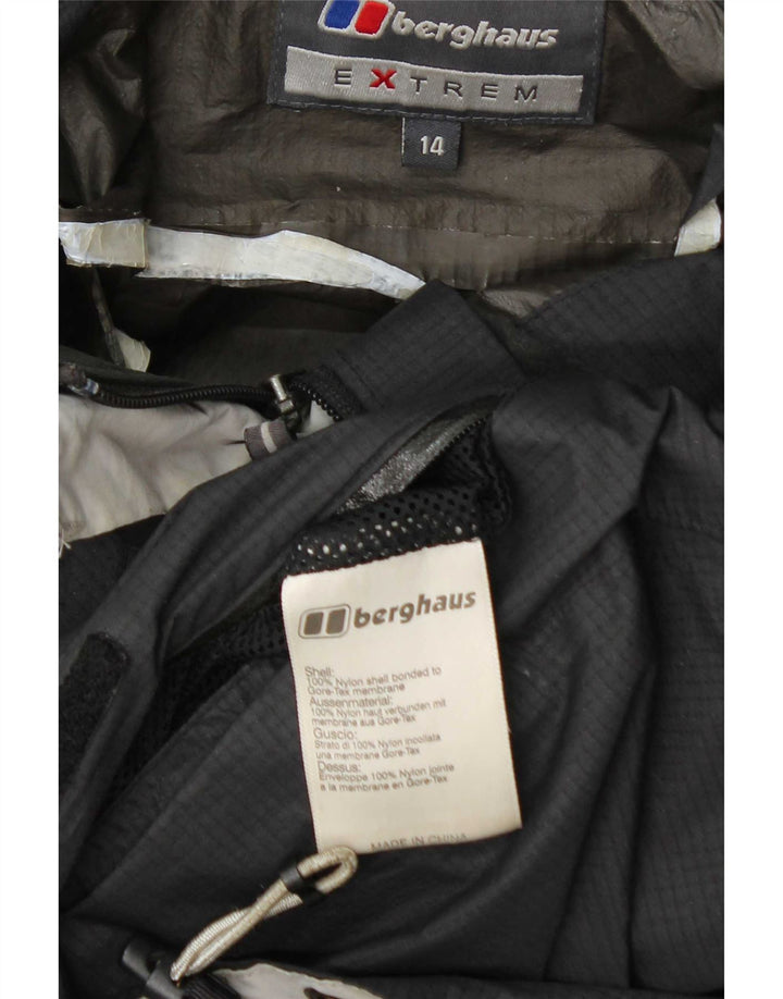 Damska kurtka przeciwdeszczowa z kapturem Berghaus UK 14, duża, szary nylon
