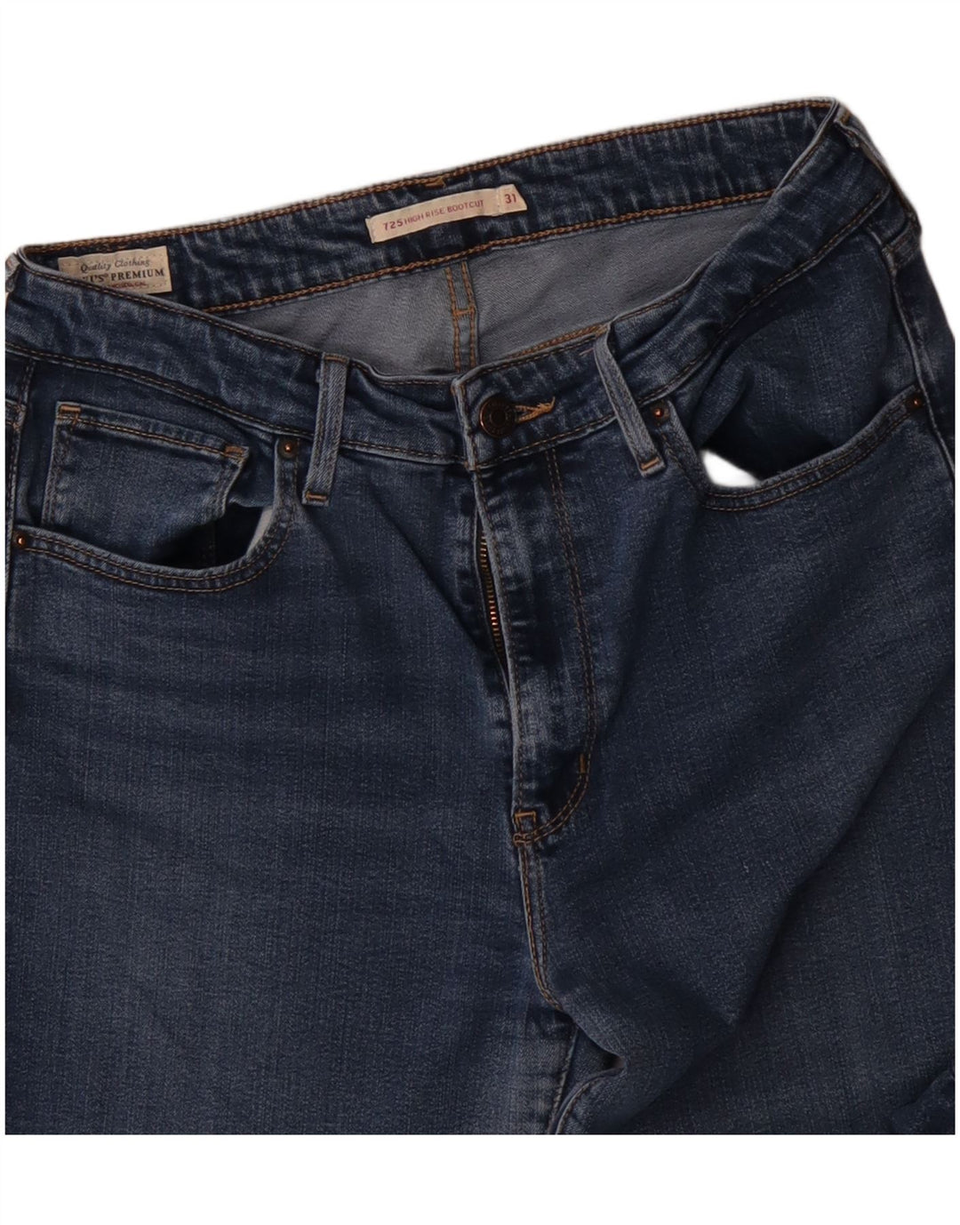 Damskie jeansy Levi's 725 z wysokim stanem W31 L30, niebieska bawełna