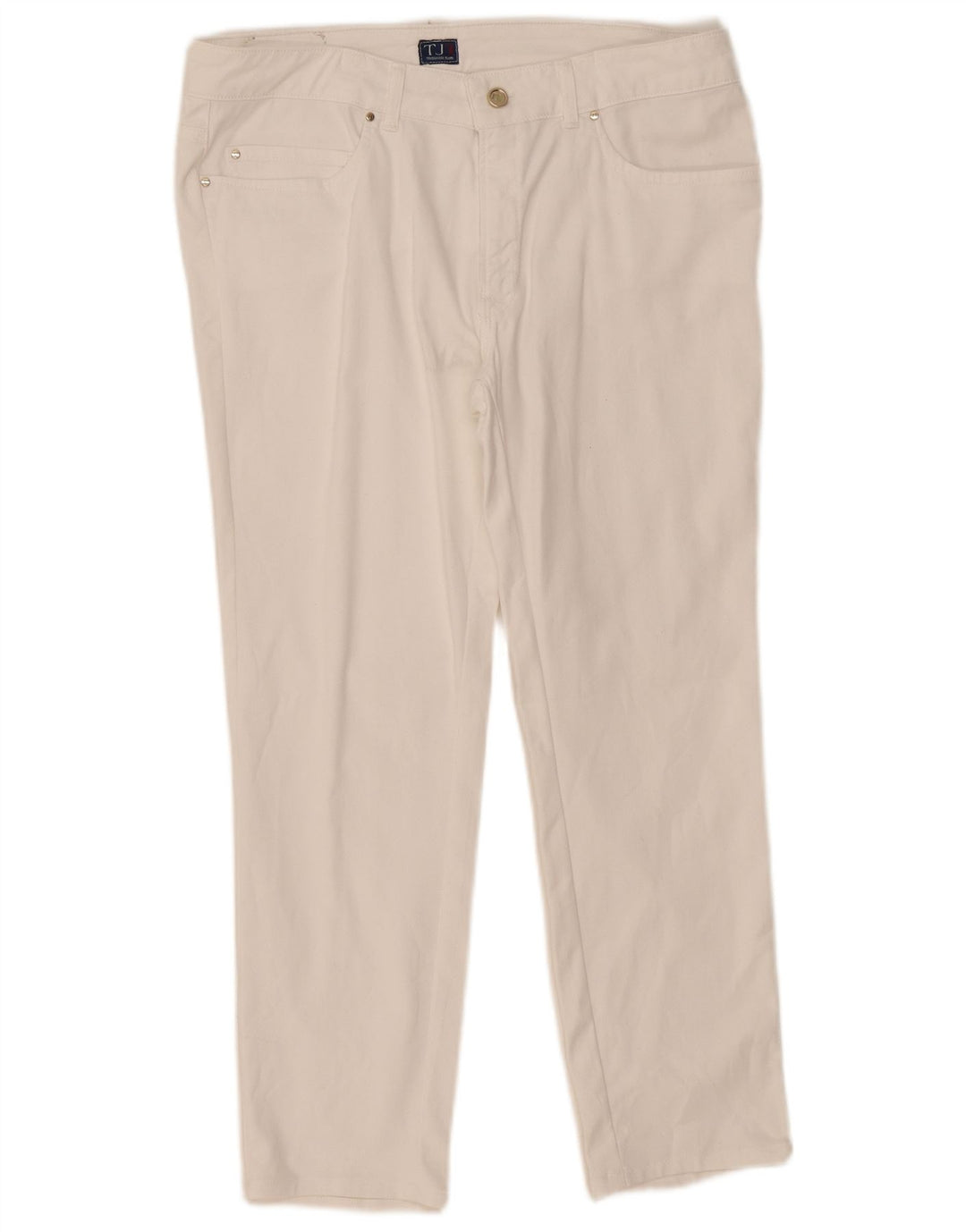 Damskie jeansy Trussardi o krótkim kroju IT 48 Medium W33 L26 Biała bawełna