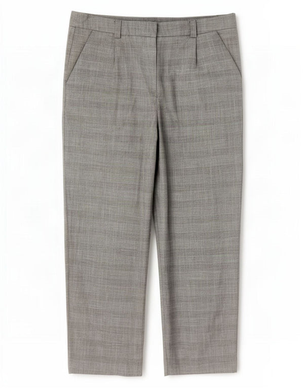 Damskie proste spodnie garniturowe Topshop UK 16, duże W34 L29, szara krata