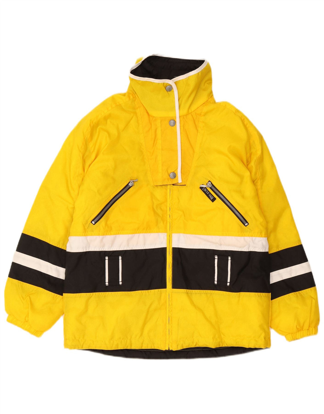 Uncle Sam Damska kurtka oversize z wyściełaną wkładką UK 10, mała, żółta, z blokami kolorów
