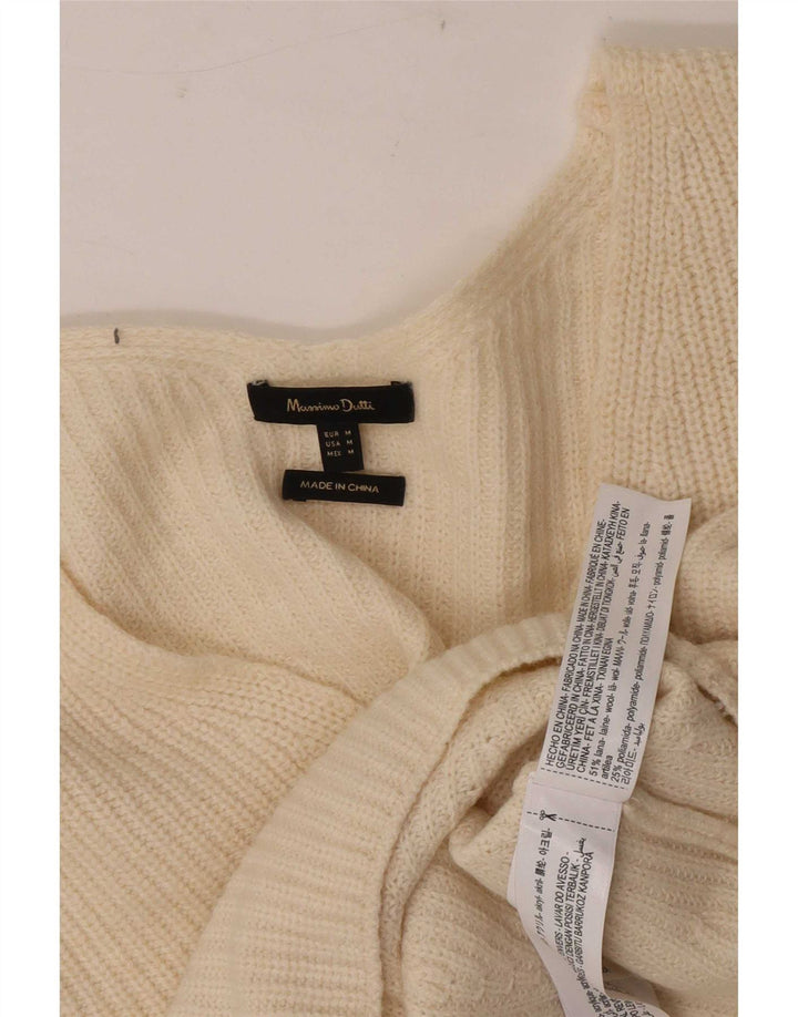 Sweter damski Massimo Dutti Crop V-Neck UK 14 Średni złamanej białej wełny
