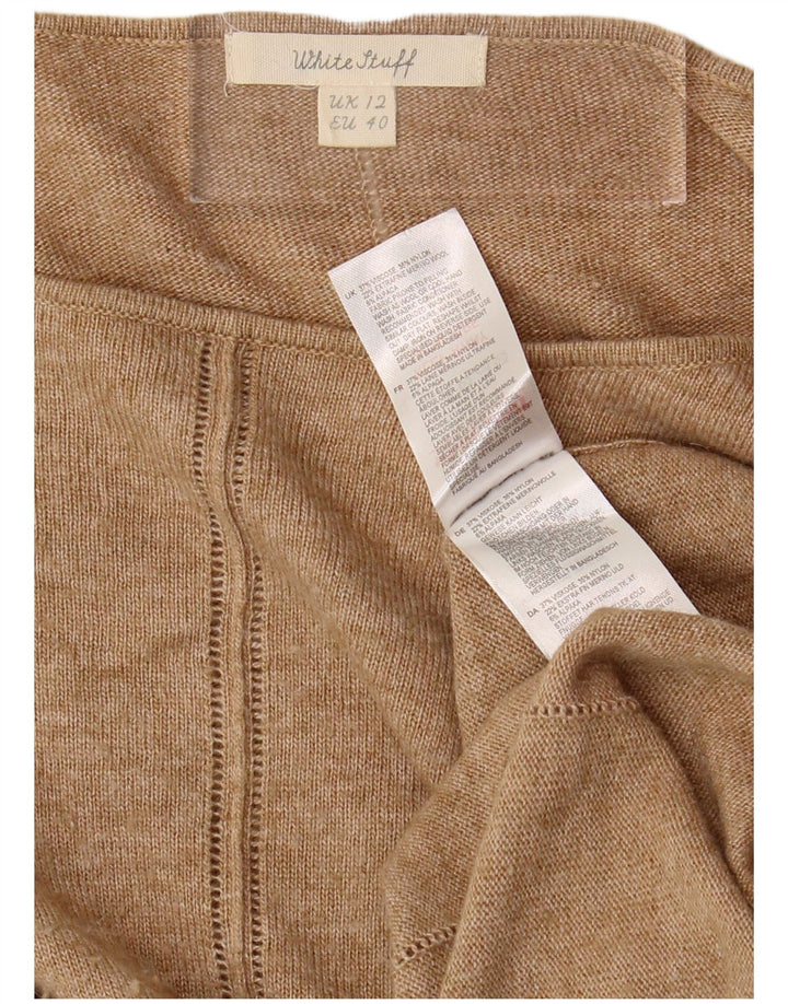 WHITE STUFF Damski sweter z dekoltem w łódkę UK 12 Średni Beż Wiskoza