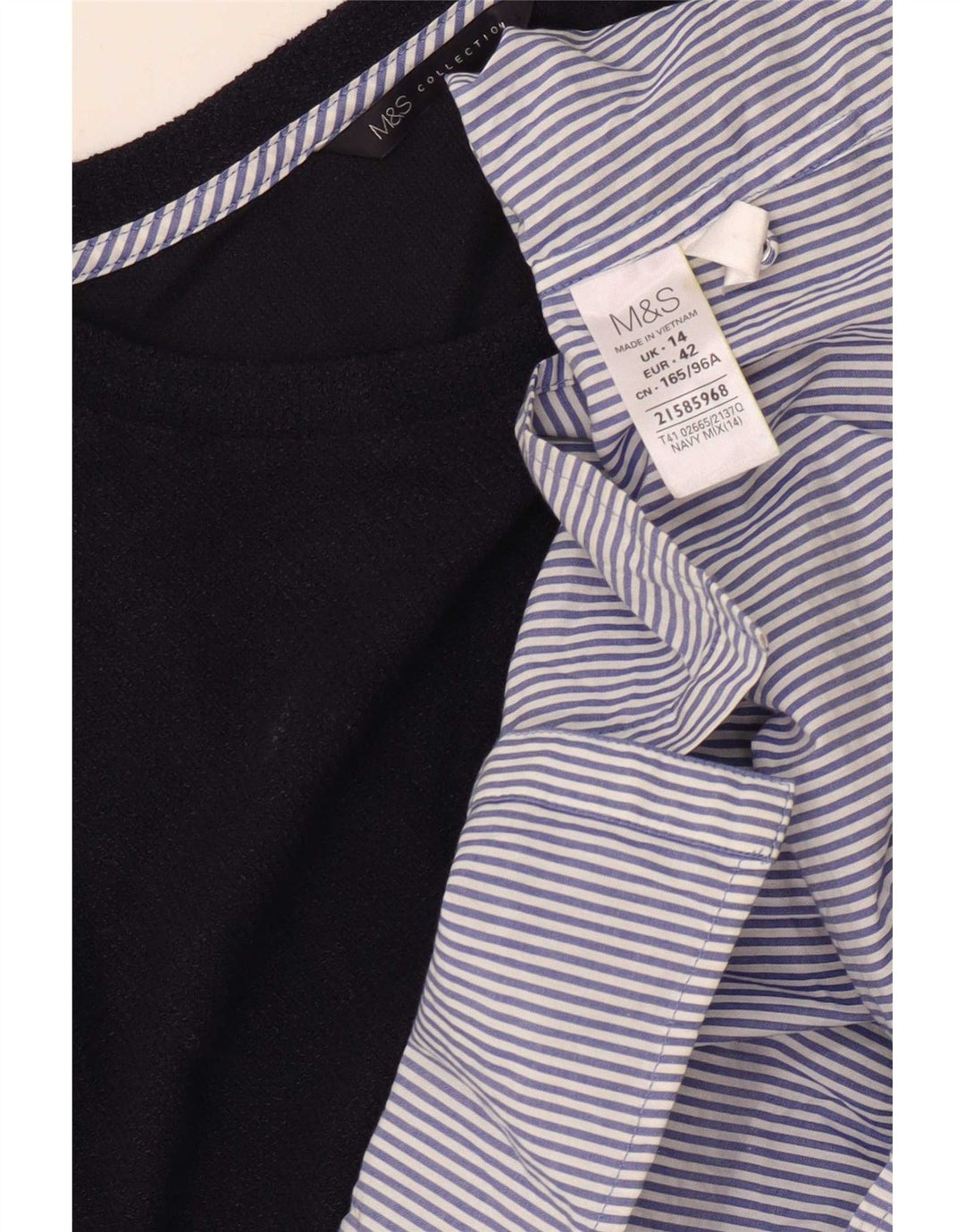 Marks & Spencer Damski top z długim rękawem, UK 14, duży, granatowy, z blokami kolorów