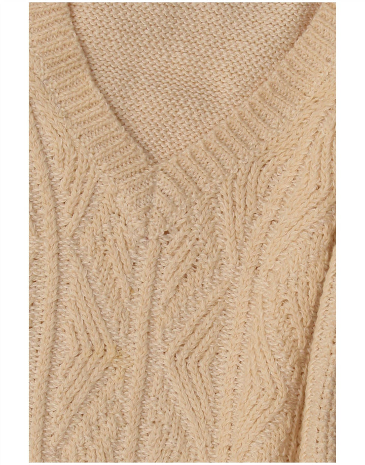 Sweter damski Inis Meain z dekoltem w kształcie litery V, UK 14, średni beż, argyle/diament