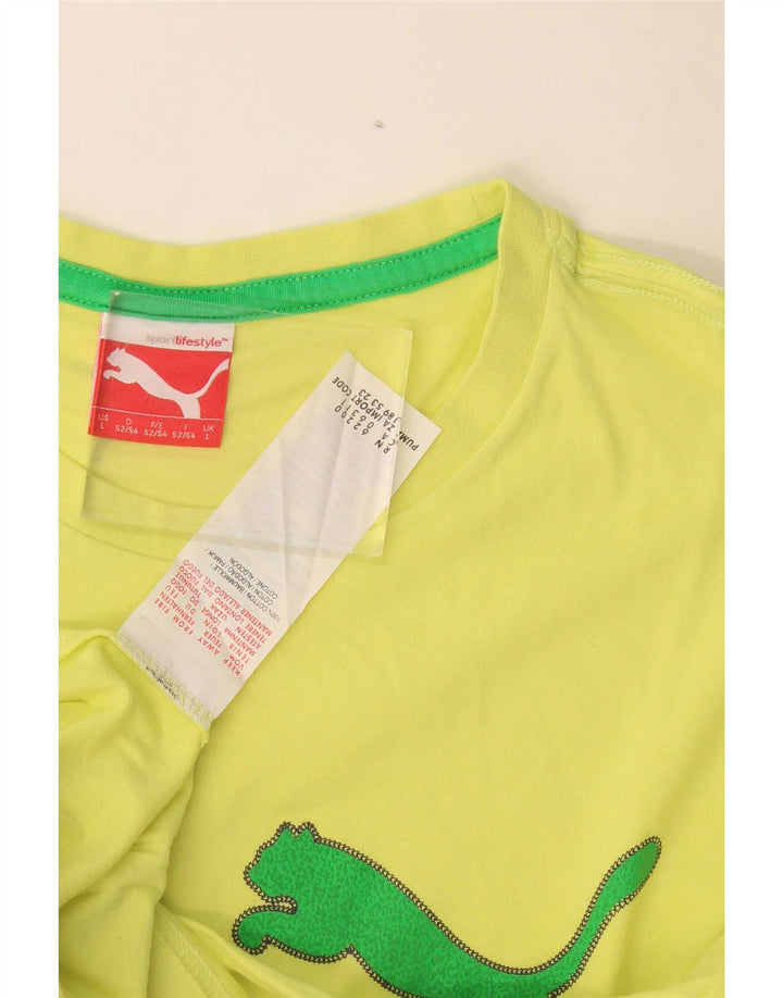 Męski T-shirt Puma z grafiką, duży, żółty, bawełniany