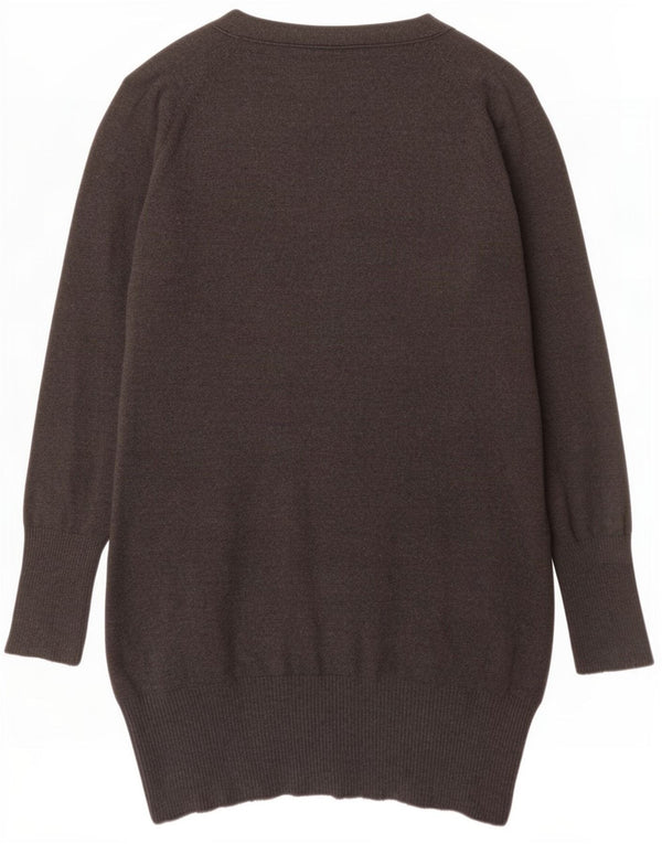Zara Womens Longline Cardigan Sweater UK 16 Large Grey Cotton