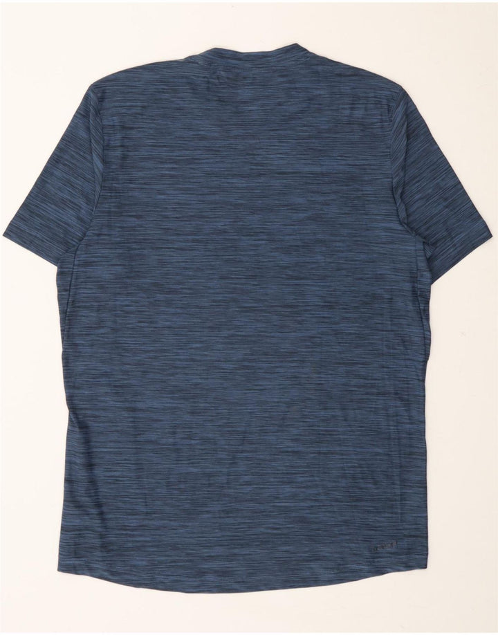 ADIDAS Mens Aeroready T-Shirt Top Medium Navy Blue Striped Polyester Vintage Adidas and Second-Hand Adidas from Messina Hembry 