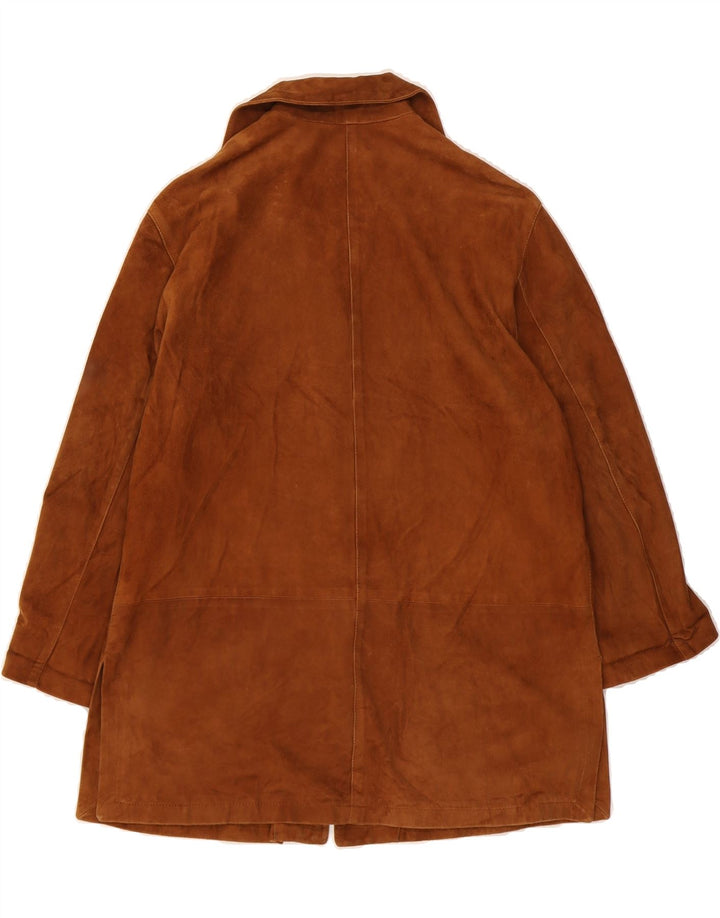 GALLOTTI Womens Suede Overcoat UK 16 Large Brown Leather Classic Vintage Gallotti and Second-Hand Gallotti from Messina Hembry 