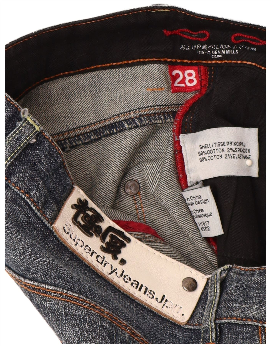 Damskie jeansy Superdry Slim W28 L30 Niebieskie, bawełniane