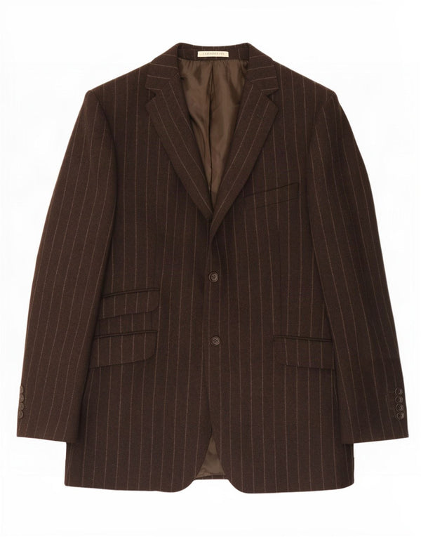 Crew Clothing Męska marynarka zapinana na 2 guziki UK 44 2XL Brązowa w prążki
