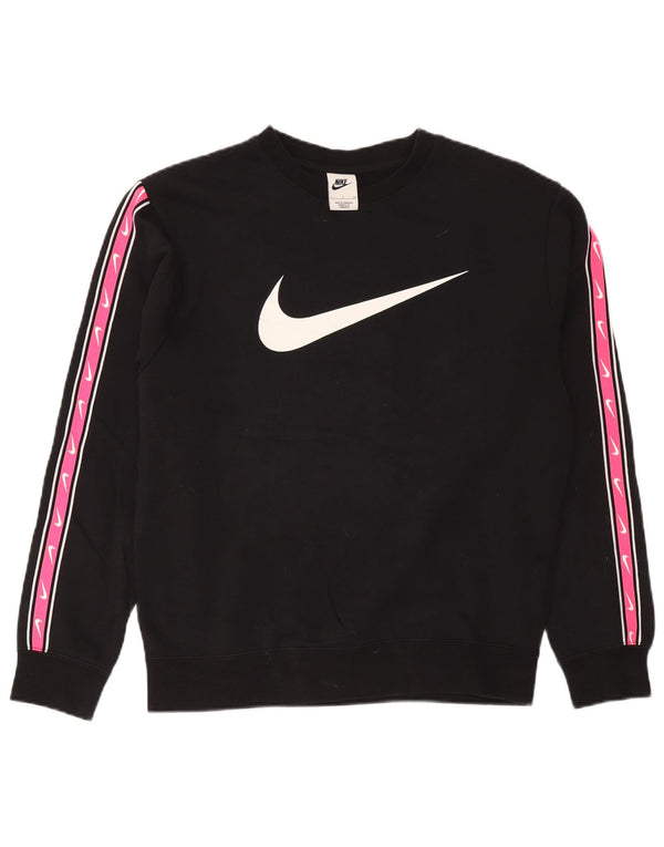 Damska bluza z grafiką Nike, UK 10, mała czarna, z blokami kolorów