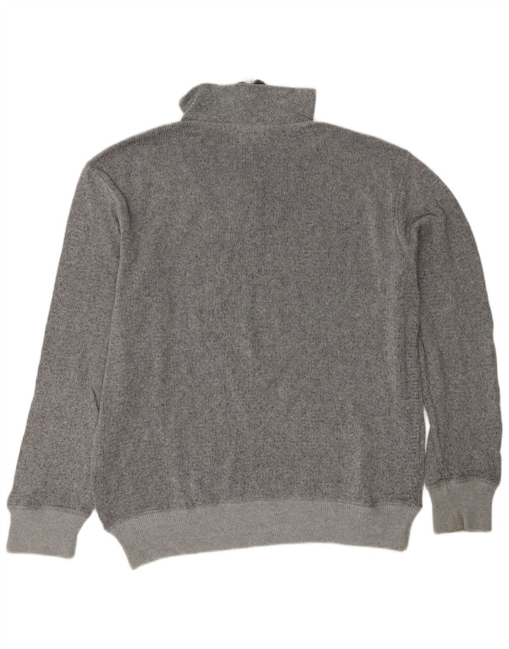 Męski sweter Guess z graficznym zamkiem błyskawicznym, duży, szary, bawełniany