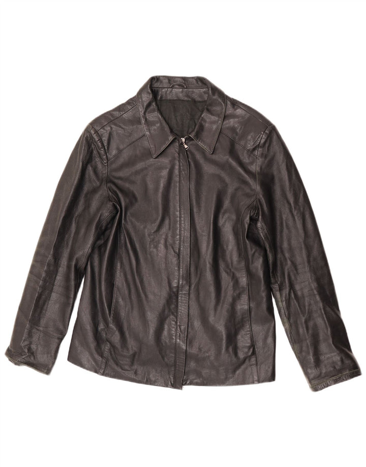 Vintage damska kurtka skórzana IT 52 2XL czarna skóra