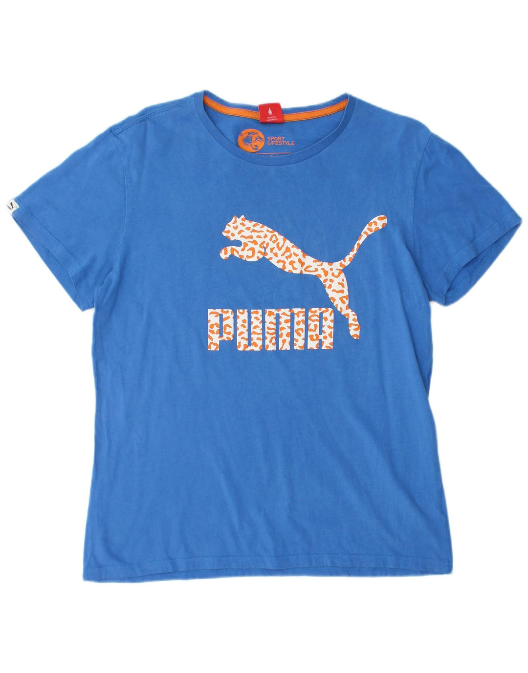 Męski T-shirt z grafiką Puma, duży, niebieski, bawełniany