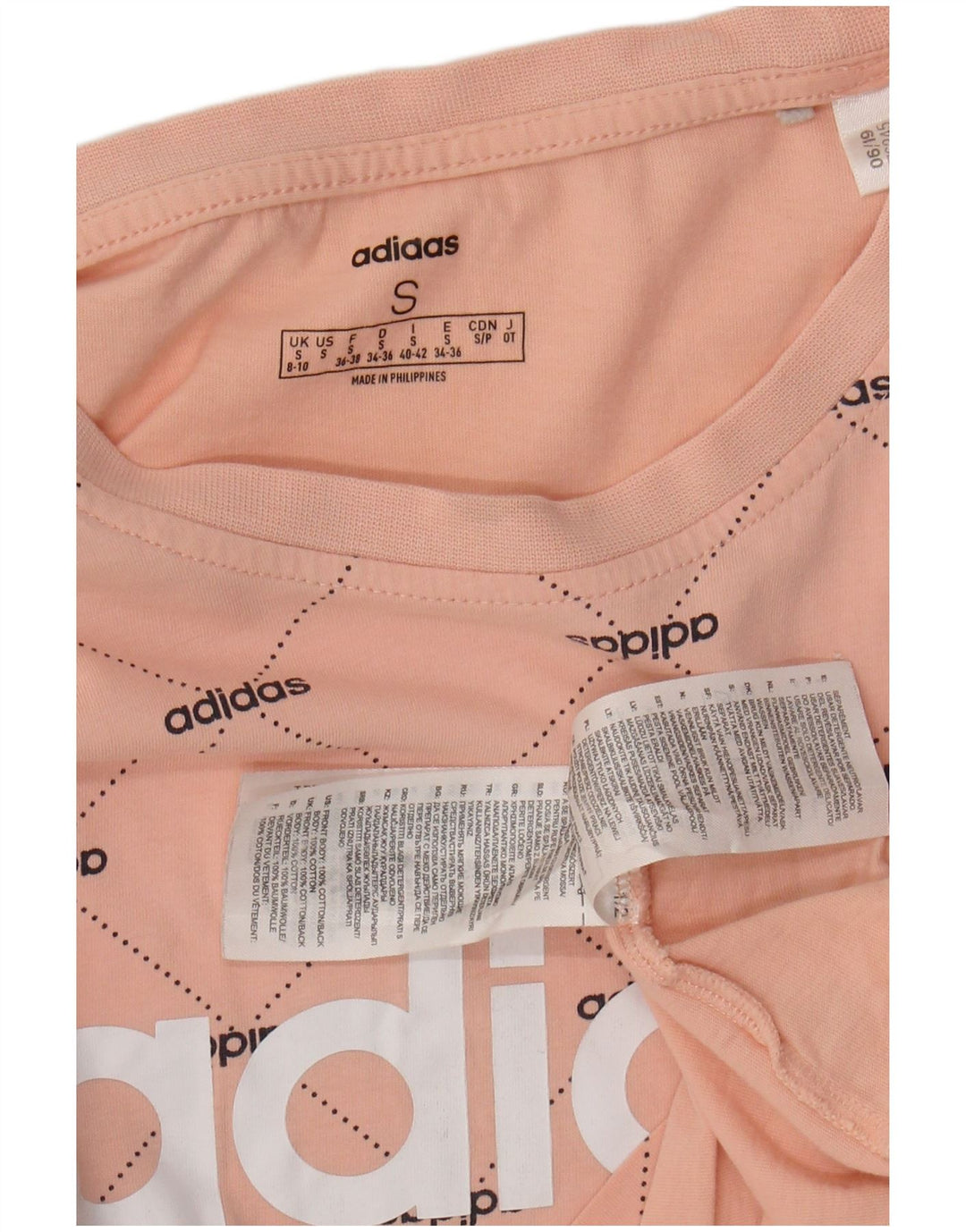 Damska koszulka oversize ADIDAS Crop Graphic Top UK 8/10 Mała różowa bawełna