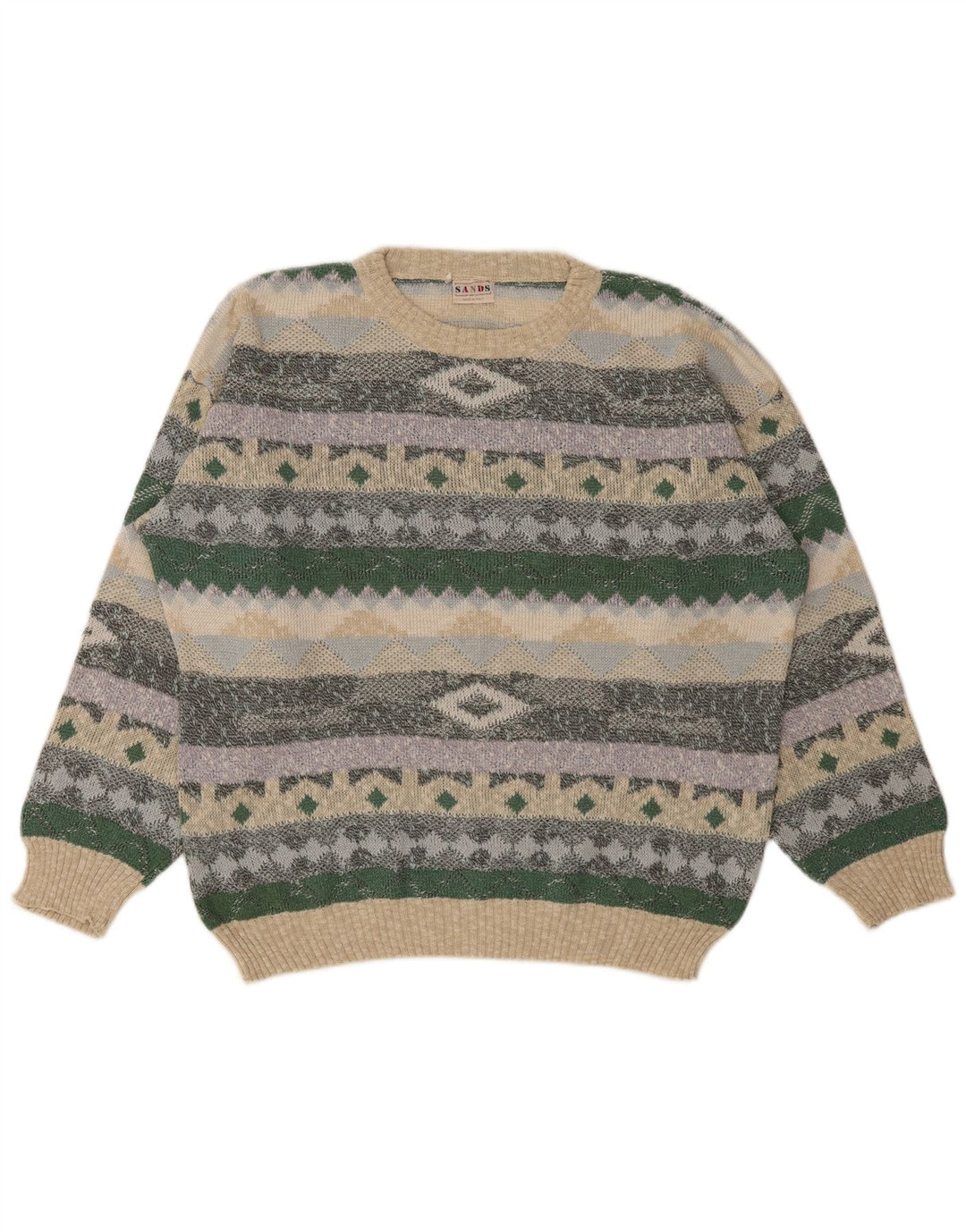 Sweter męski z okrągłym dekoltem w stylu vintage IT 48/50, średni, wielobarwny