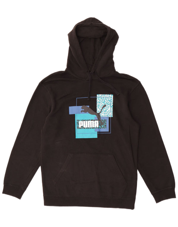 Męski sweter z kapturem Puma z grafiką, mały, czarny, bawełniany