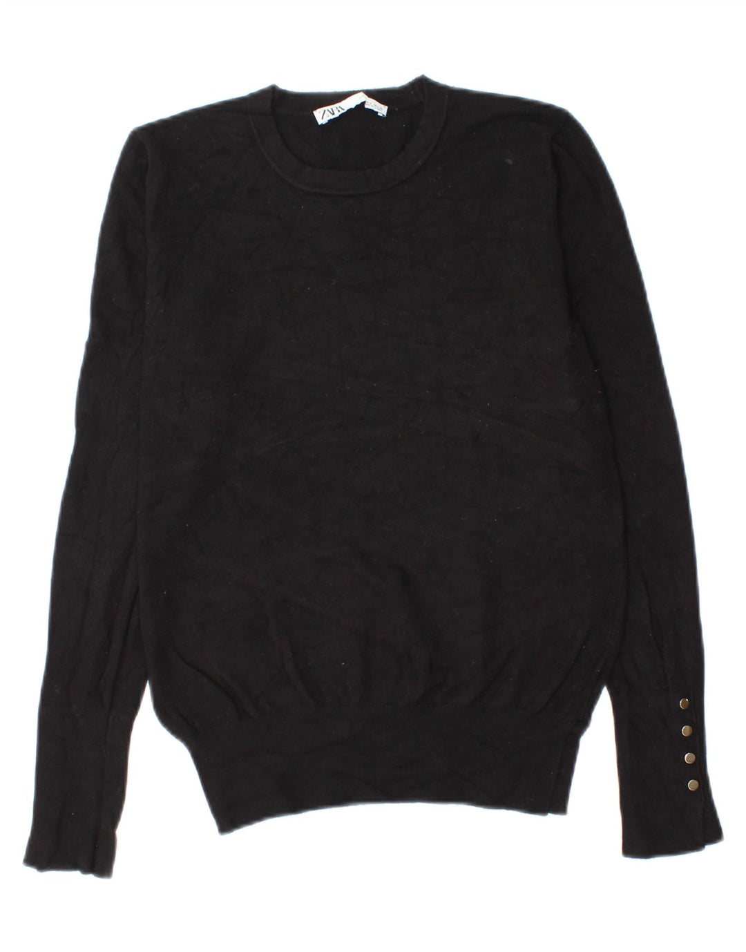 Sweter damski Zara z okrągłym dekoltem UK 14, duży, czarny