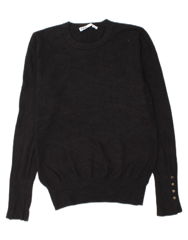 Sweter damski Zara z okrągłym dekoltem UK 14, duży, czarny