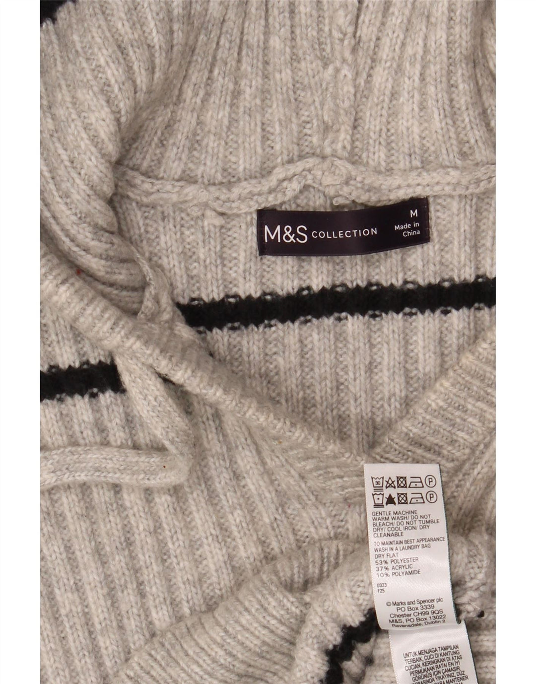 Damski sweter z kapturem Marks & Spencer UK 14 w średnie szare paski