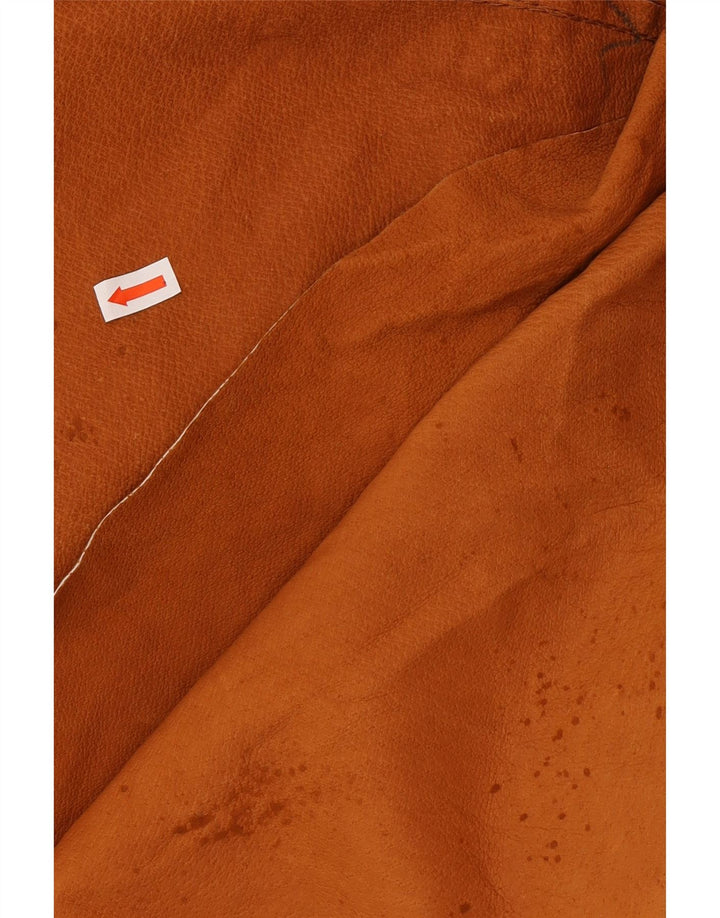 VINTAGE damski oversize'owy zamszowy płaszcz UK 14 ze średniej brązowej skóry