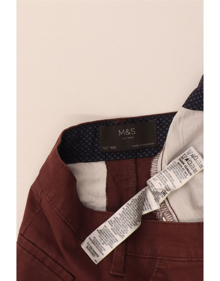 Marks & Spencer Męskie spodenki Chino W32 Średni bordowy bawełniany