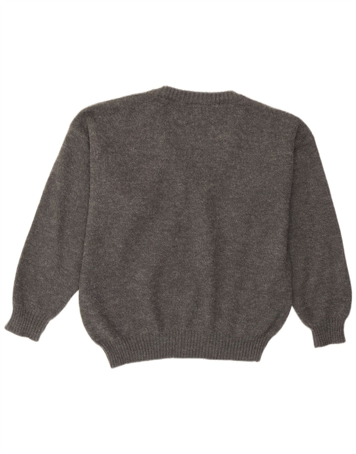 Męski sweter w stylu vintage z dekoltem w szpic IT 50 Średni szary Argyle/Diamentowy akryl