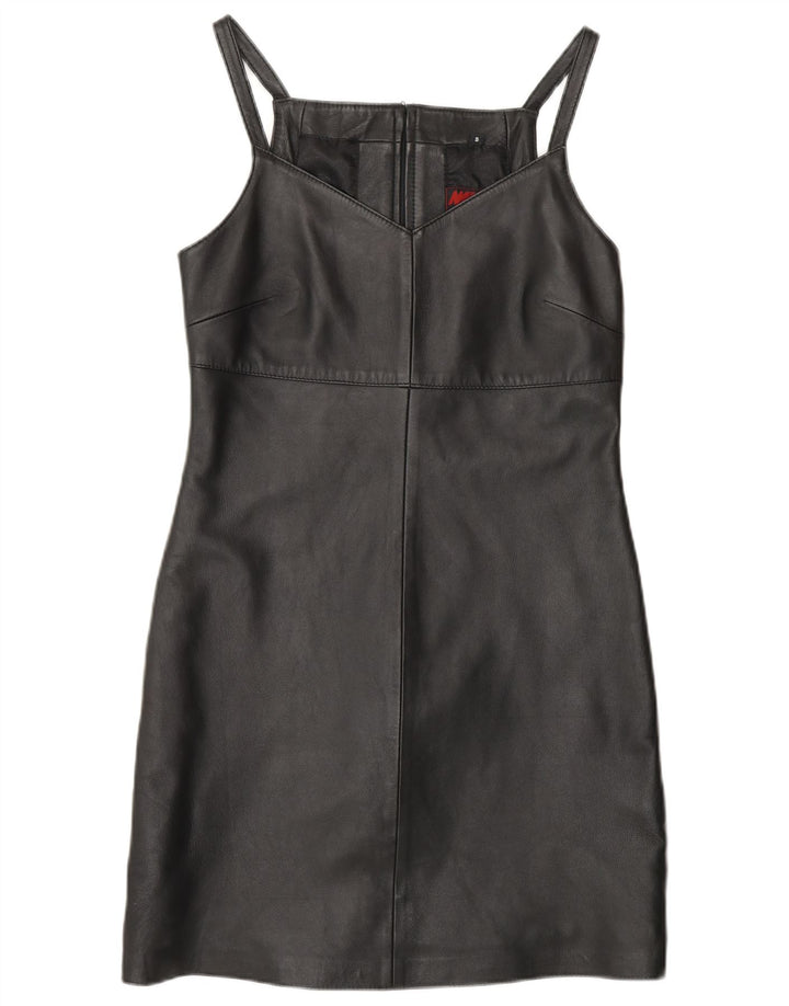 MADDOX Damska sukienka skórzana bez rękawów, UK 10, mała, czarna skóra