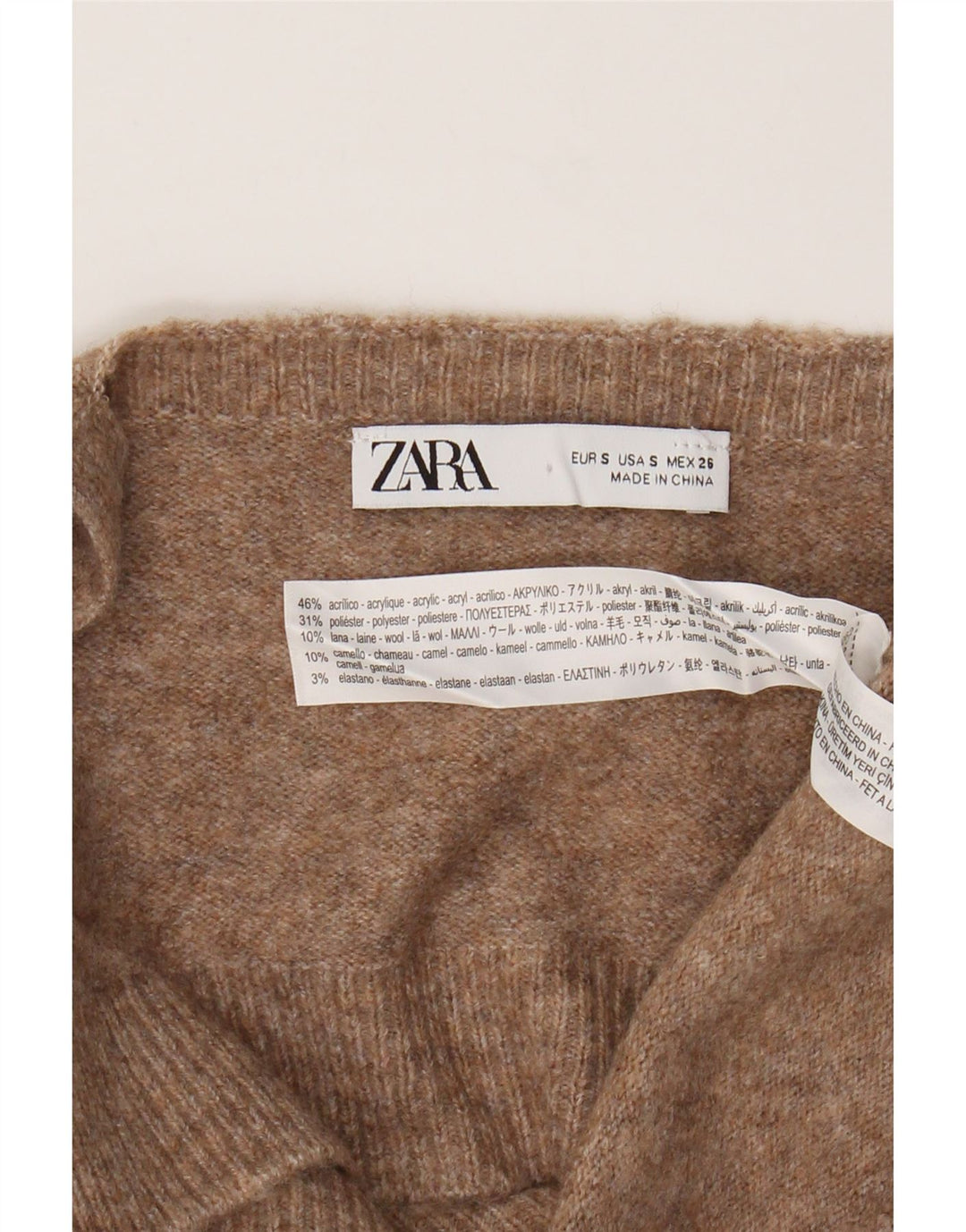 ZARA Womens Crop Knit Cami Top UK 8 Small Brown Acrylic Vintage Zara and Second-Hand Zara from Messina Hembry 