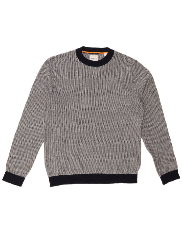 JACK & JONES Męski sweter z okrągłym dekoltem, duży, szary, akrylowy