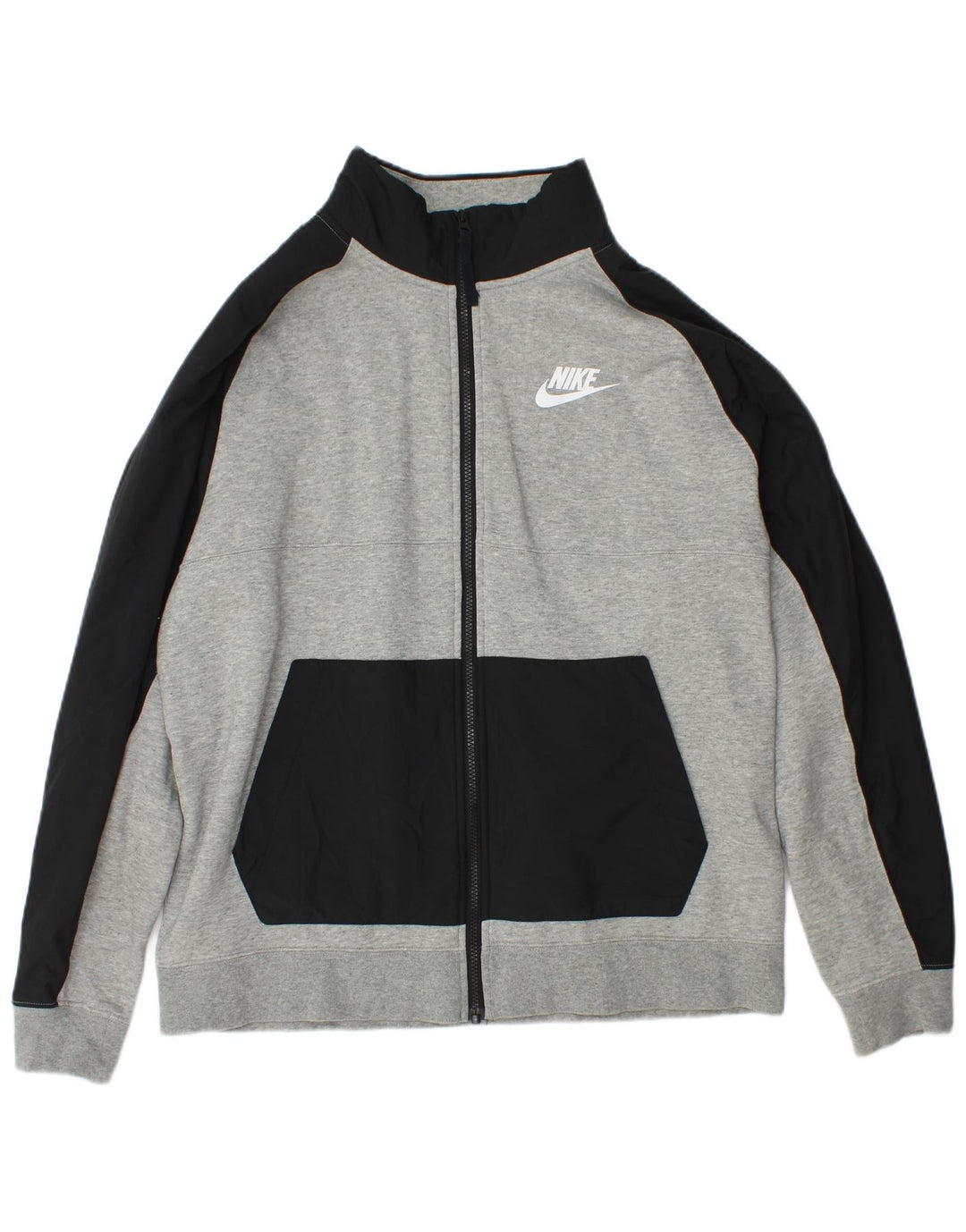 Pełny dres męski Nike, duży, szary, bawełniany z blokami kolorów