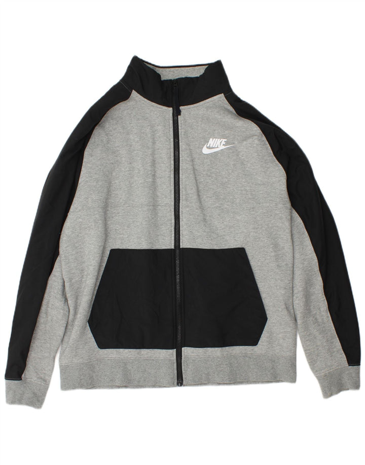 Pełny dres męski Nike, duży, szary, bawełniany z blokami kolorów