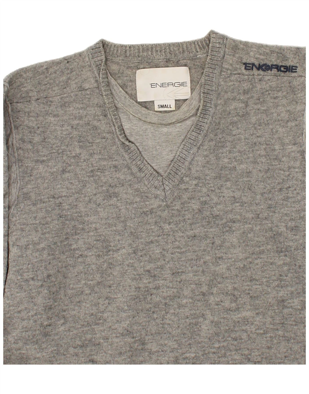 ENERGIE Womens V-Neck Jumper Sweater UK 10 Small Grey Wool Vintage Energie and Second-Hand Energie from Messina Hembry 
