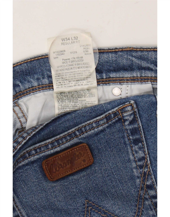 Męskie proste dżinsy Wrangler W34 L32 Niebieskie bawełniane