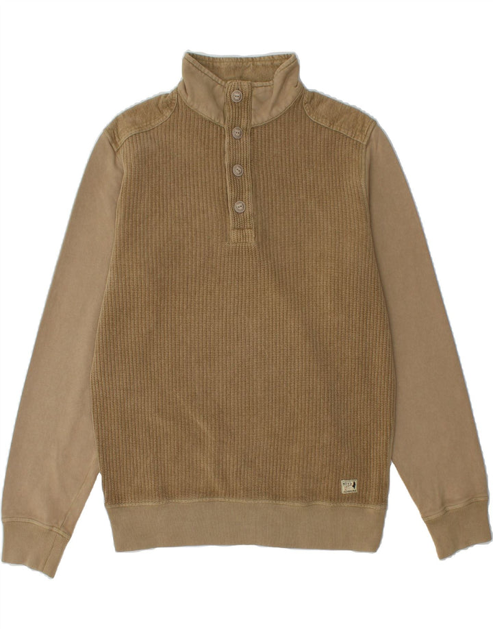 MARLBORO CLASSICS Mens Button Neck Jumper Sweater Large Khaki Vintage Marlboro Classics and Second-Hand Marlboro Classics from Messina Hembry 