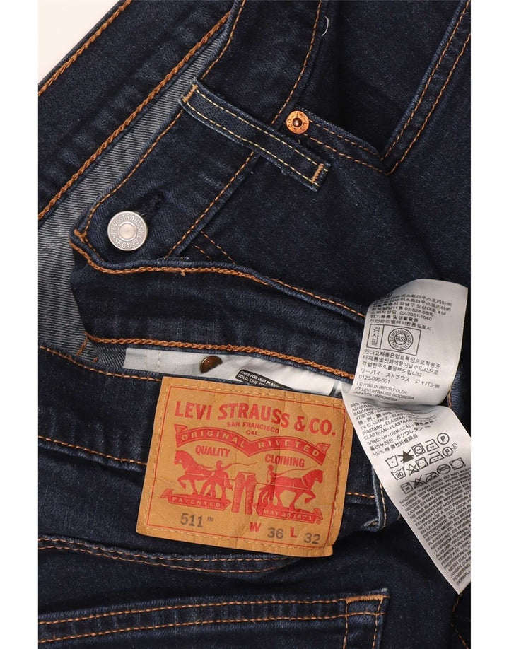 Męskie jeansy Levi's 511 Slim W36 L32 Granatowa bawełna