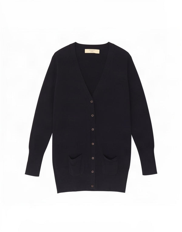 Damski sweter o przedłużonym fasonie Zara UK 14, duży, granatowy, bawełniany