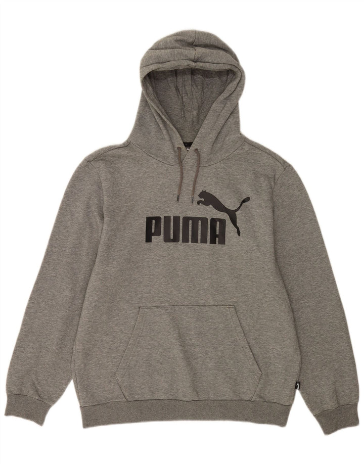 Męski sweter z kapturem Puma z grafiką, średnioszary, bawełniany w cętki